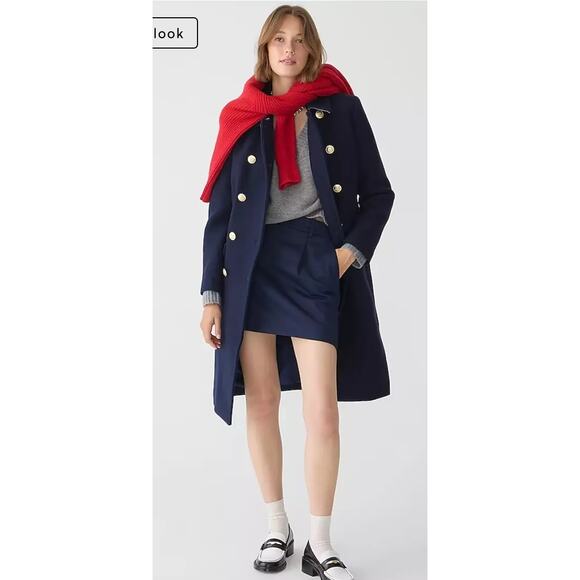 J.Crew $428 Warwick Topcoat Italian Stadium Cloth Wool Blend Navy Coat Size 22 - Picture 1 of 15
